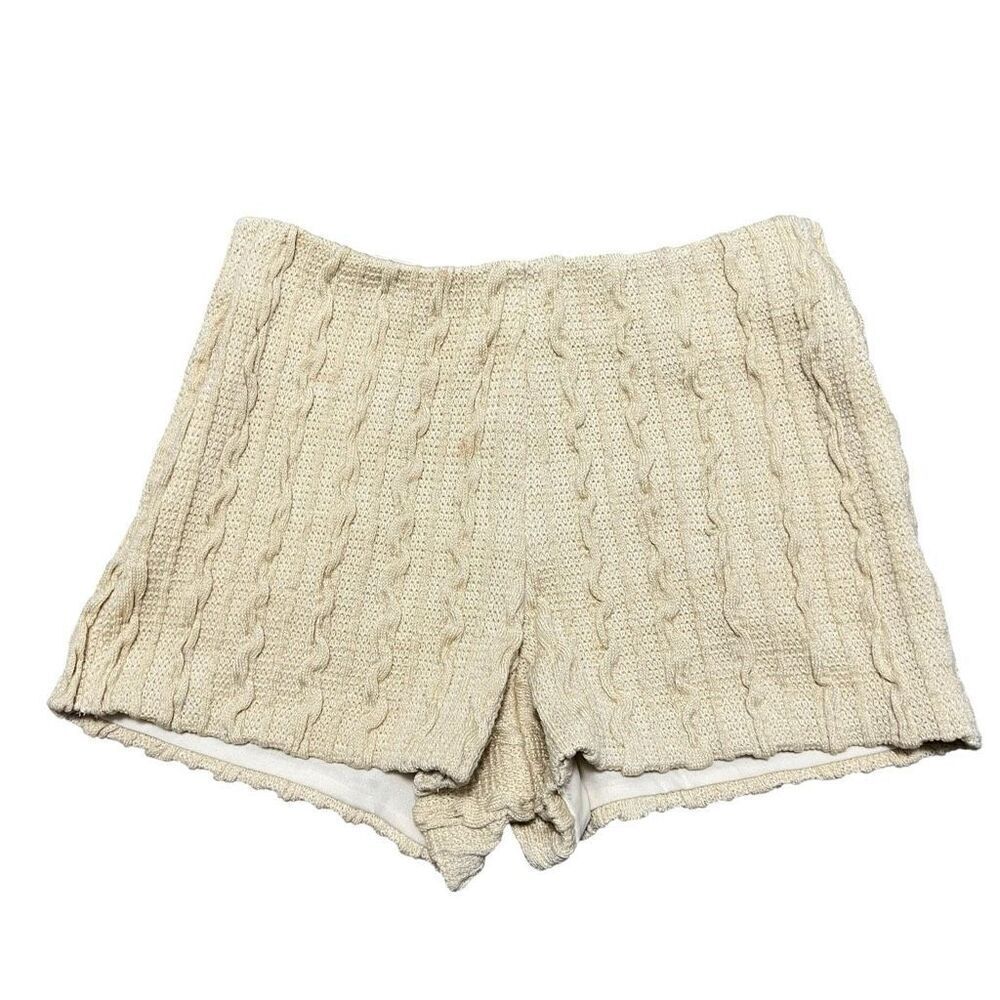 ARK & CO Cream Woven Zip Up Shorts Size S
